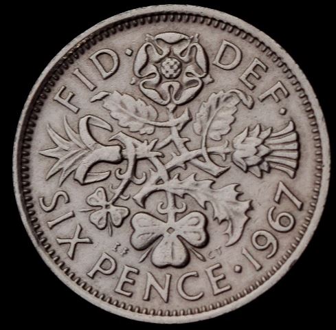 Moeda Six Pence de 1967