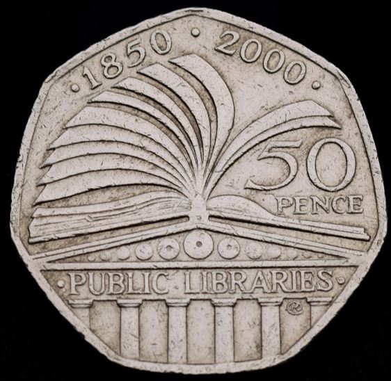 Moeda 50 Pence de 2016 - Public Libraries